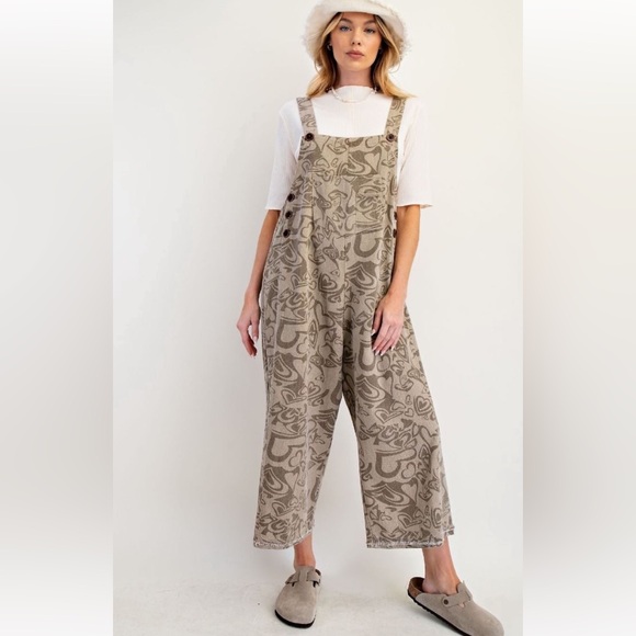 Easel Tan Patterned Jumpsuit - Picture 4 of 5